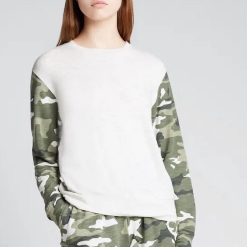 NWT Monrow Urban Camo Colorblock Sweatshirt // Small